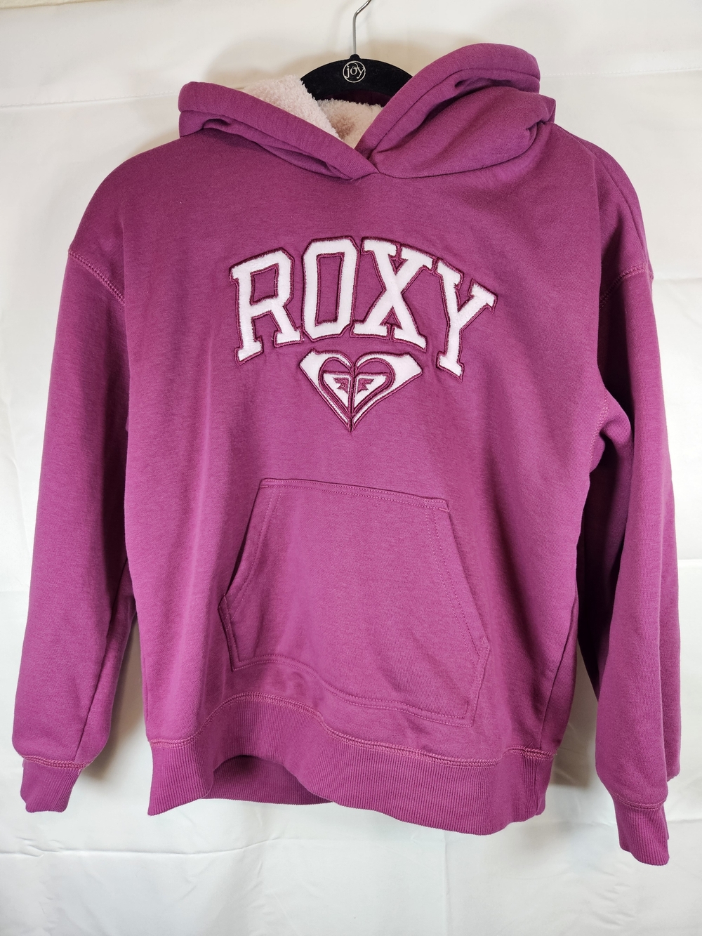 Roxy Plush-Lined Pullover in Deep Berry and Pale Pink Hoodie Casual